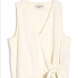 Madewell wrap/surplice top, white size XL